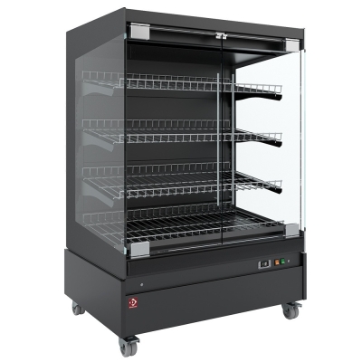 Vitrine chauffante, libre-service, avec porte vitrée, sur roues - FULL BLACK HAS10-P5